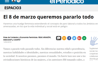 Artículo en el Periódico de Aragón: El 8 de marzo queremos pararlo todo