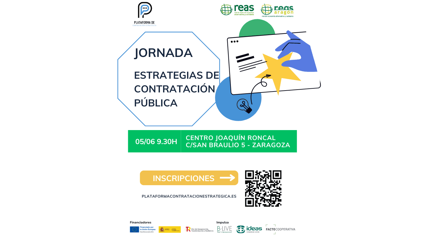 jornada “Estrategias de contratación pública para el fomento de la economía social y solidaria”5 de junio de 9,30 a 12 en centro Joaquín Roncal